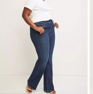 LANE BRYANT TIGHTER TUMMY STRAIGHT LEG MINI BOOT JEANS Women's Blue Flared 18